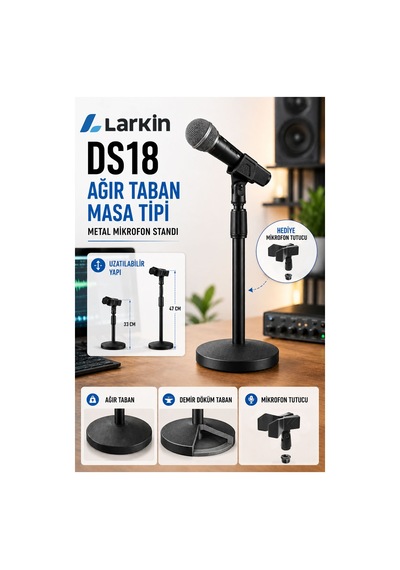 Larkin Ds18 Ağır Taban Masa Tipi Metal Mikrofon Standı