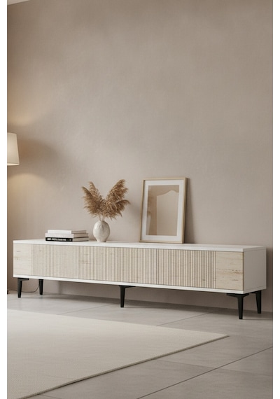 Tsa1803bt Corsa Tv Sehpası Beyaz-traverten 180cm Beyaz - Traverten
