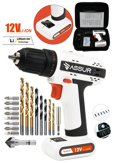 Assur ASR004 12V Dahili Batarya Akülü Vidalama Beyaz