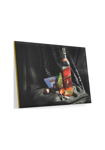 Cakasepetim Siyah Kumaşlar Ve Johnnie Walker Red Label Ahşap Mdf Tablo