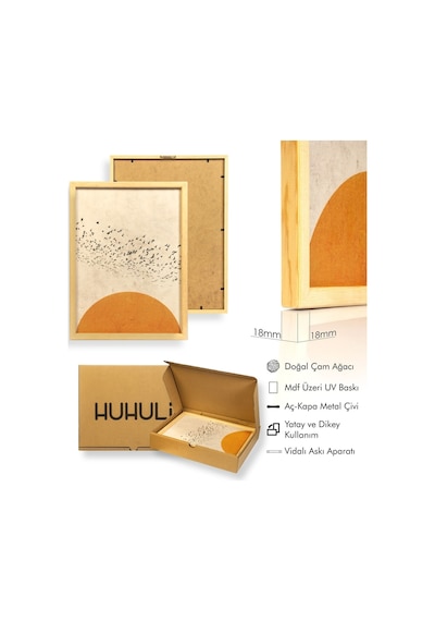 Huhuli Ahşap Çerçeveli Çocuk Odası Tablo Set