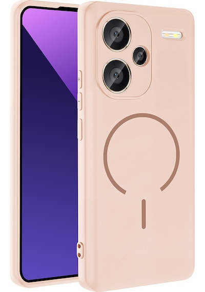 Redmi Note 13 Pro Plus 5g Kılıf M-safe Şarj Özellikli Mkst Meta Kapak - Rose Pembe Pembe
