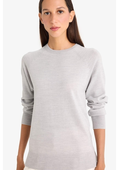 Defacto Relax Fit Bisiklet Yaka Basic Düz Triko Kazak I6913az25wngr456 Gri