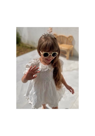 Ketbaby Kız Çocuk Full Fisto Fiyonk Detaylı Bebe Yaka Elbise Beyaz Beyaz