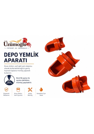1 Adet Depo Yemlik Aparatı Kova, Bidon Ve Varil Uyumlu Tavuk, Civciv, Bıldırcın Ve Kanatlı Yemlik Aparatı
