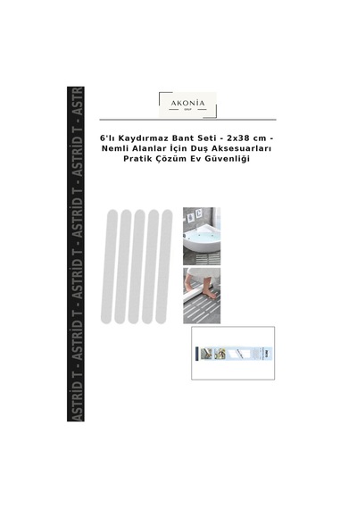 6'lı Kaydırmaz Bant Seti - 2x38 Cm - Nemli Alanlar İçin Duş Aksesuarları Pratik Çözüm Ev Güvenliği