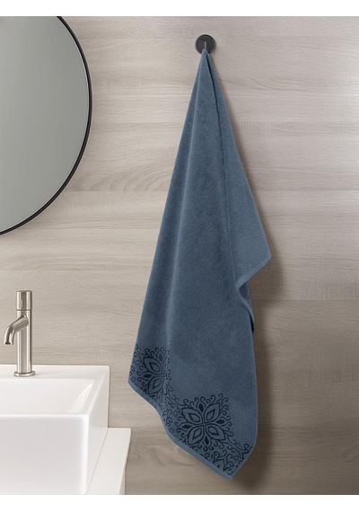 Pamuk Tekli Havlu Jakarlı Karna Home Klover - 70 X 140 Mavi
