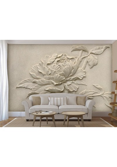 3D Kabartma Çiçek Desen Duvar Kağıdı
