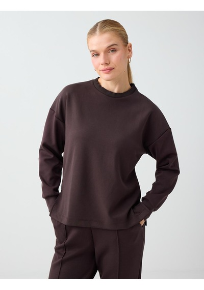 Jimmy Key Acı Kahve Rahat Kesim Bisiklet Yaka Modal Sweatshirt 6ww238605803 Kahverengi