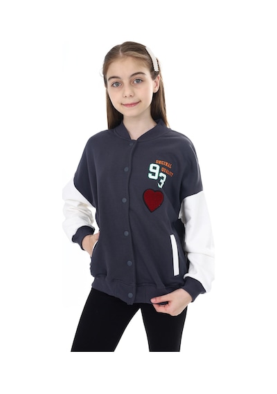 Toontoy Kız Çocuk Baskılı Kolej Hırka Füme