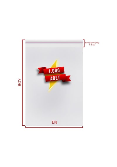 13X20+5 Cm. 13X25 1.000 Adet Şeffaf Bantlı Yapışkanlı Jelatin P