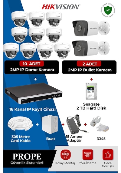 Hıkvısıon 12 Kameralı Bullet Full Sistem Paketi