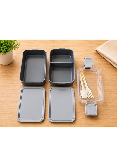 Lexroo Dordoi Astrallife 2 Katlı Beslenme Kabı 850 Ml + 500 Ml Bölmeli Lunch Box Çatal Kaşık Seti Çok Renkli