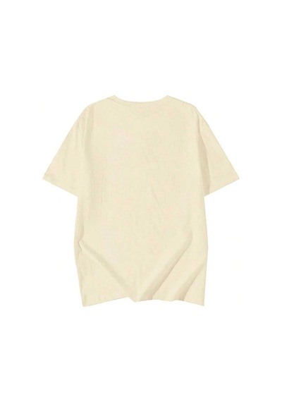 Kozia Outdoors Malkoçbey Küçük Tavşan Detaylı Basic Oversize Unisex T-şhirt Bej Bej