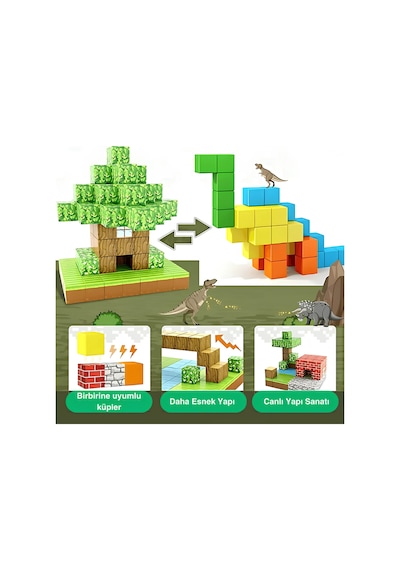 Macera Mıknatıslı Manyetik Blok Seti 128 Parça 2.5cm Büyük Boy Manyetik Lego Zeka Geliştirici Eğitici Stem Oyuncak Montessori Mıknatıslı Oyuncak 3+ Yaş