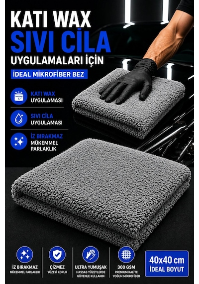 3'lü Mikrofiber Oto Cila Ve Parlatma Bezi 40x40 Cm 300 Kalite Lazer Kesim Ultra Soft Dikişsiz/kenarsız