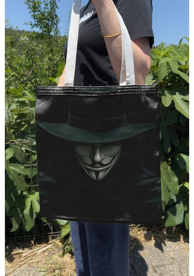 Zipzap V For Vendetta V4 Çift Taraflı Yazlık Kışlık Kanvas Baskı Bez Çanta