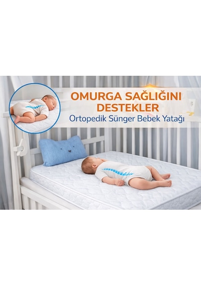 Tam Ortopedik Sünger Yatak 12 Cm Tek Kişilik Bebek Yatak Model:beyaz3131 70 x 110 CM