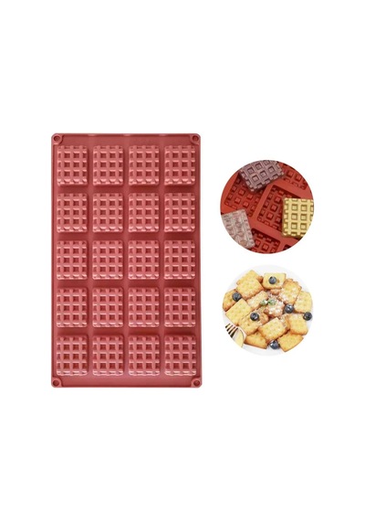 Mini Waffle Pişirme Dikdörtgen Bisküvi Çikolata Bisküvi Silikon Kalıbı Goldcakes