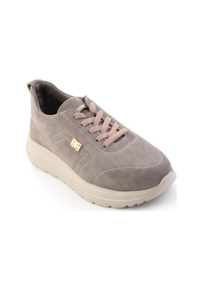 Bambi Vizon Süet Hakiki Deri Kadın Sneaker K01753000402
