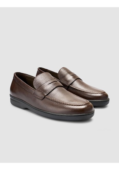 Cabani Atria %100 Hakiki Deri Koyu Kahverengi Düz Erkek Loafer