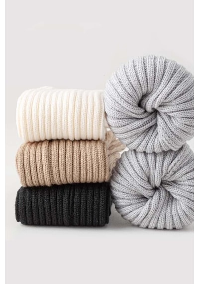 Ozzy Socks Tozluk Akrilik Triko Örgü Leg Warmer Ayak Isıtıcı Antrasit Antrasit