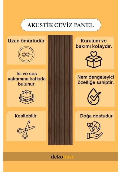 Ceviz 100x270 Yeni Nesil Akustik Ahşap Duvar Paneli