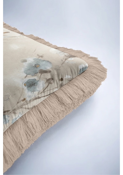 Çiçekli Soft Tonlu Saçaklı Yastık Kılıfı - Romantik Botanik Boho Bej Vizon Püsküllü Kırlent Kılıfı Sessiz Ufuk Serenat Çiçekli Soft Tonlu Saçaklı Yastık Kılıfı - Romantik Botanik Boho Bej Vizon Püsküllü Kırlent Kılıfı Sessiz Ufuk Serenat