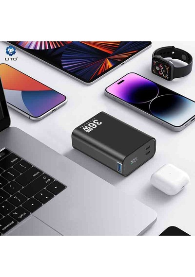 Lito Lp02 20000 Mah Gan 36w Powerbank Siyah