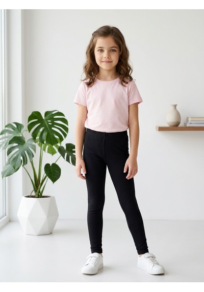 Merdia Kids Kız Çocuk 7'li Tayt Çok Renkli Pamuklu Mevsimlik Likralı Siyah