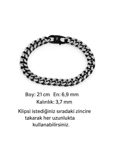 Dkj.12.10005 Antrasit Erkek Çelik Bileklik Gri