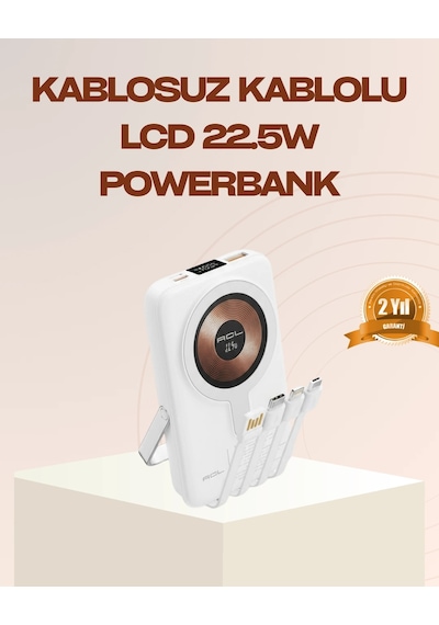 Hubrendy Tekno Manyetik Kablosuz Powerbank 22.5w Hızlı Şarj Lcd Ekranlı Diğer