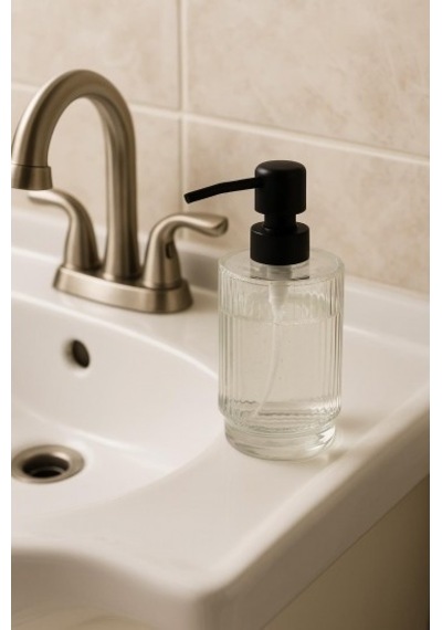 Cam Şeffaf Sıvı Sabunluk 200 Ml Banyo Lavabo