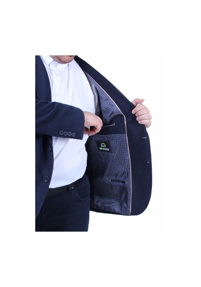 Mocgrande Erkek Büyük Beden 4 Drop Blazer Şönili Ceket 500602 Lacıvert Lacivert