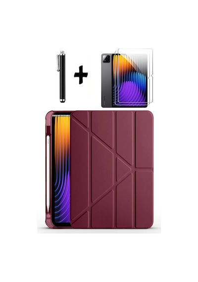Xiaomi Pad 7 Pro / Pad 7 Uyumlu Kılıf Kalem Bölmeli Standlı Kılıf + Ekran Koruyucu + Kalem 3'lü Set Kapaklı Kılıf