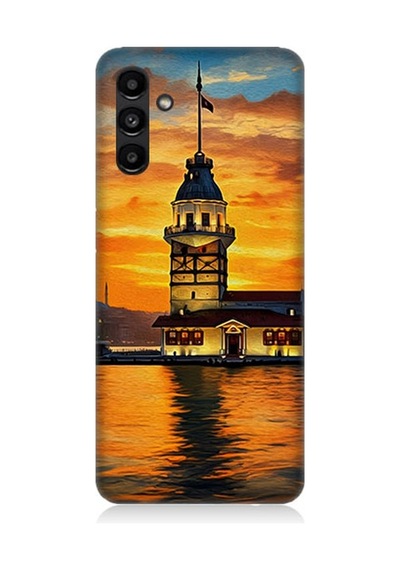 Samsung Galaxy A13 Uyumlu Günbatımında Kız Kulesi Desenli Silikon Kılıf Çok Renkli