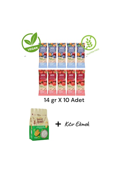 Vegan Meyve Pestili Çilek Elma Yaban Mersini Havuç 14gr X 10 Adet
