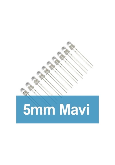 5Mm Şeffaf Mavi Led - 10'Lu Paket 5Mm Şeffaf Mavi Led - 10'Lu Paket