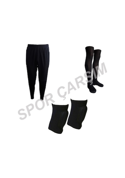 Ünal Spor Kaleci Pantolonu,Dizlik,Lüks Çorap Set Siyah