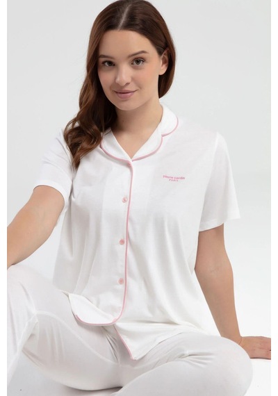 Pierre Cardin 7715 Kadın Kısa Kollu Gömlek Pijama Takımı-krem Krem