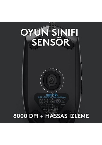 Logitech G G102 LIGHTSYNC RGB Aydınlatmalı 8.000 DPI Kablolu Oyun