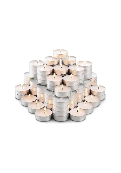 Tealight Beyaz Mum 100 Adet Kokusuz Mum 100'lü Beyaz