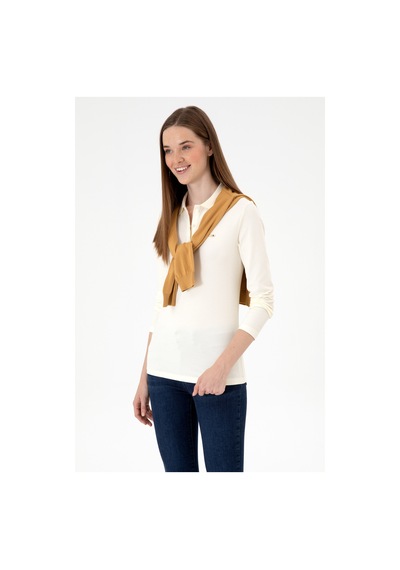 U.S. Polo Assn. Kadın Krem Basic Polo Yaka Sweatshırt 50313593-VR256