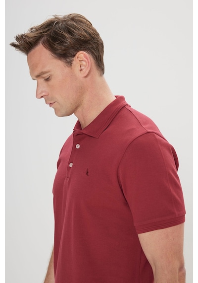 Ac&Co / Altınyıldız Classics Erkek Bordo Slim Fit Dar Kesim Polo Yaka %100 Pamuk Kısa Kollu Tişört Bordo