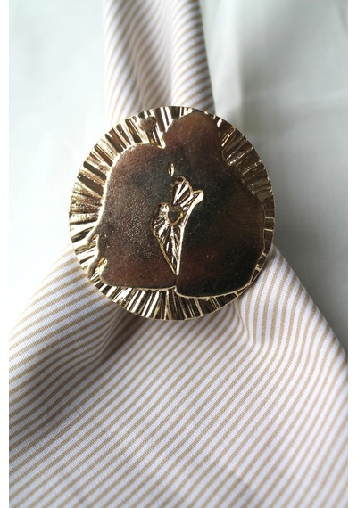 6 Adet Gold Valentine Yuvarlak Metal Peçete Halkası - Napkin Ring