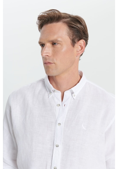 Ac&Co / Altınyıldız Classics Erkek Beyaz Comfort Fit Rahat Kesim %100 Keten Düğmeli Yaka Gömlek Beyaz Ac&Co / Altınyıldız Classics Erkek Beyaz Comfort Fit Rahat Kesim %100 Keten Düğmeli Yaka Gömlek Beyaz