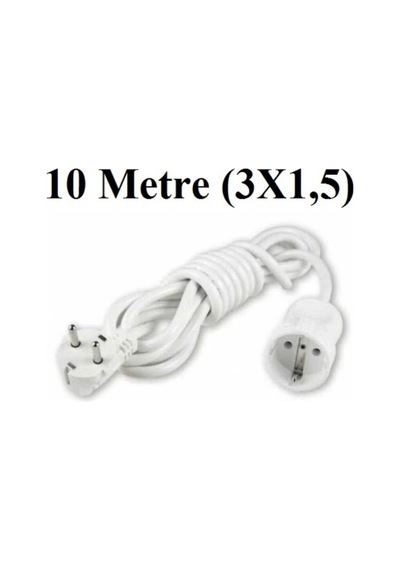 Topraklı Uzatma Seyyar Kablosu Tekli Priz 10 Metre 3x1,5 Mm Seyyar Uzatma Kablosu