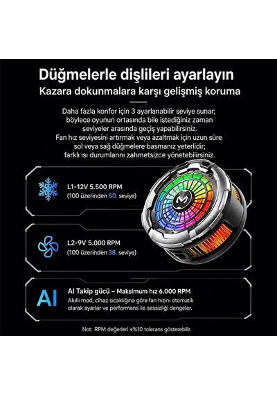 Memo Cx26 Ultra 30w Manyetik Telefon Soğutucu Rgb Magsafe Mobil Oyun Soğutucusu Yapay Zeka Destekli- 5775