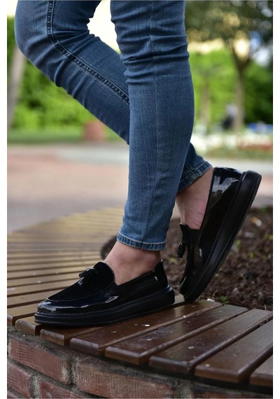 Chekich Ch002 - Rst Loafer Verniciata Erkek Ayakkabı Sıyah Siyah