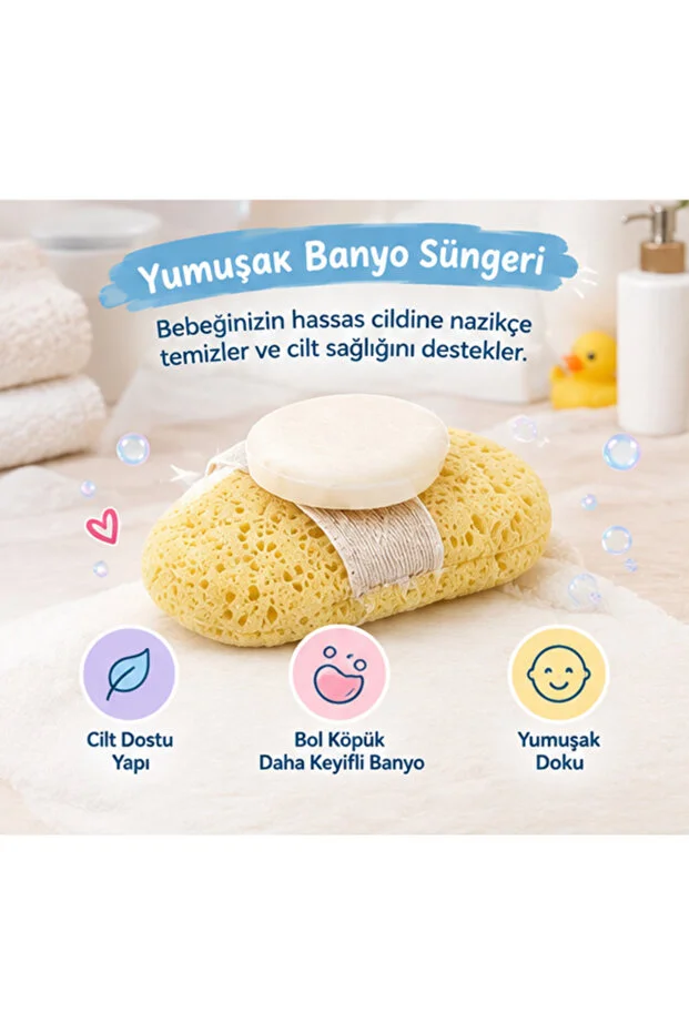 2 Li Bebek Banyo Seti Köpük Küvet Filesi Ve Banyo Süngeri